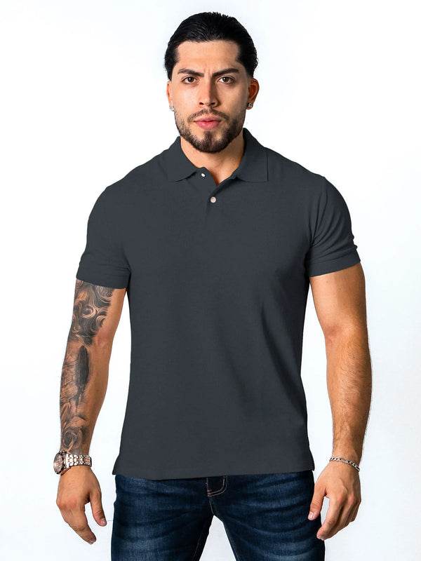 BASIC PIQUE POLO SHIRT | GREY