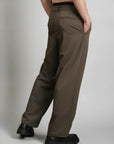 Relaxed Fit Belted Tailored Trousers | Brown