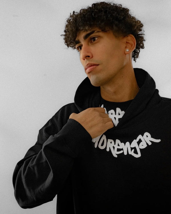 MORENGAR-LOGO-KRAGEN-HOODIE | SCHWARZ 400-GSM
