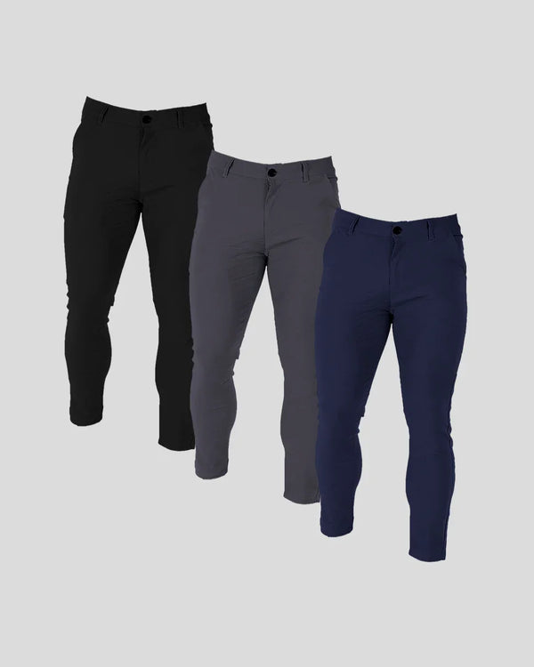 ENZO TROUSERS PACK-3 | Grey, Blue, Black