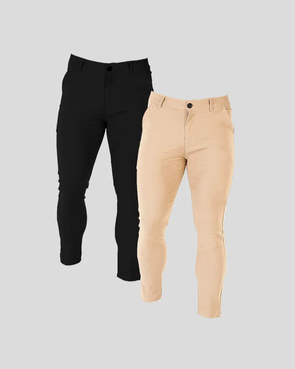 ENZO TROUSERS PACK-2 | Black, Kakhi