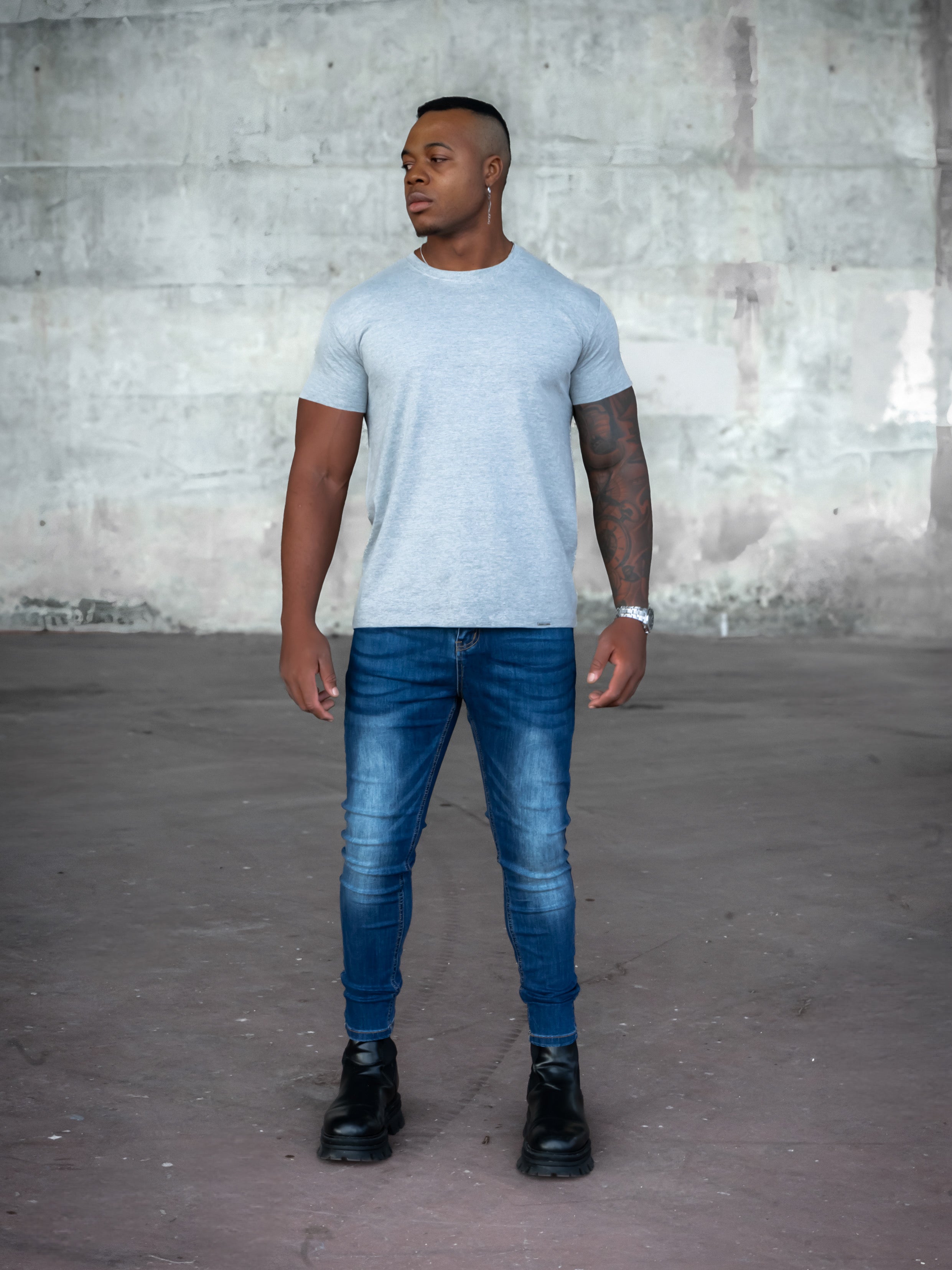 BASIC SLIM-FIT T-SHIRT | Mixed Grey