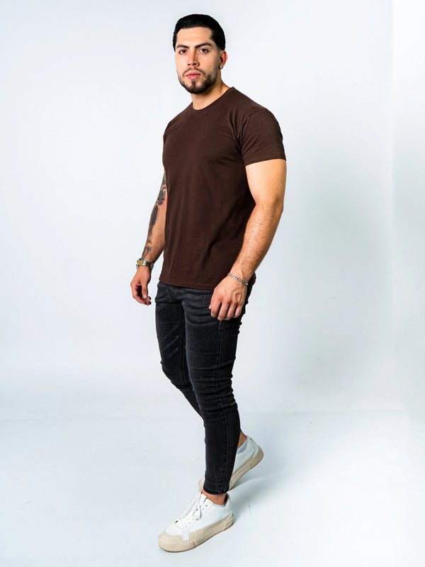BASIC SLIM-FIT T-SHIRT | Brown