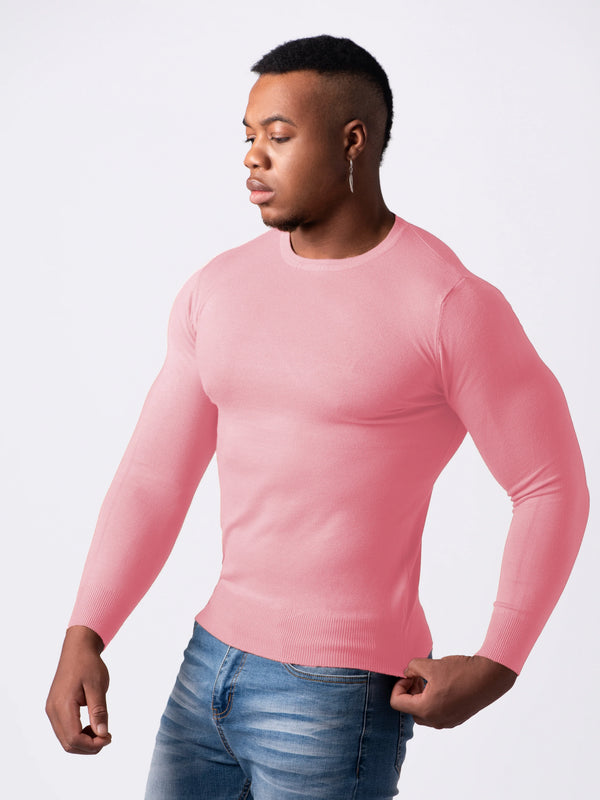 KNITTED ROUND NECK JUMPER | PINK