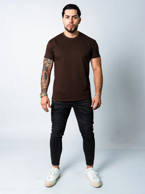 BASIC SLIM-FIT T-SHIRT | Brown