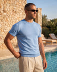 MILANO KNIT T-SHIRT | PASTEL BLUE