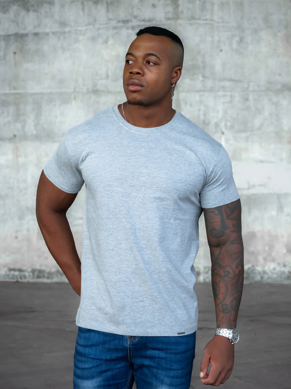 BASIC SLIM-FIT T-SHIRT | Mixed Grey