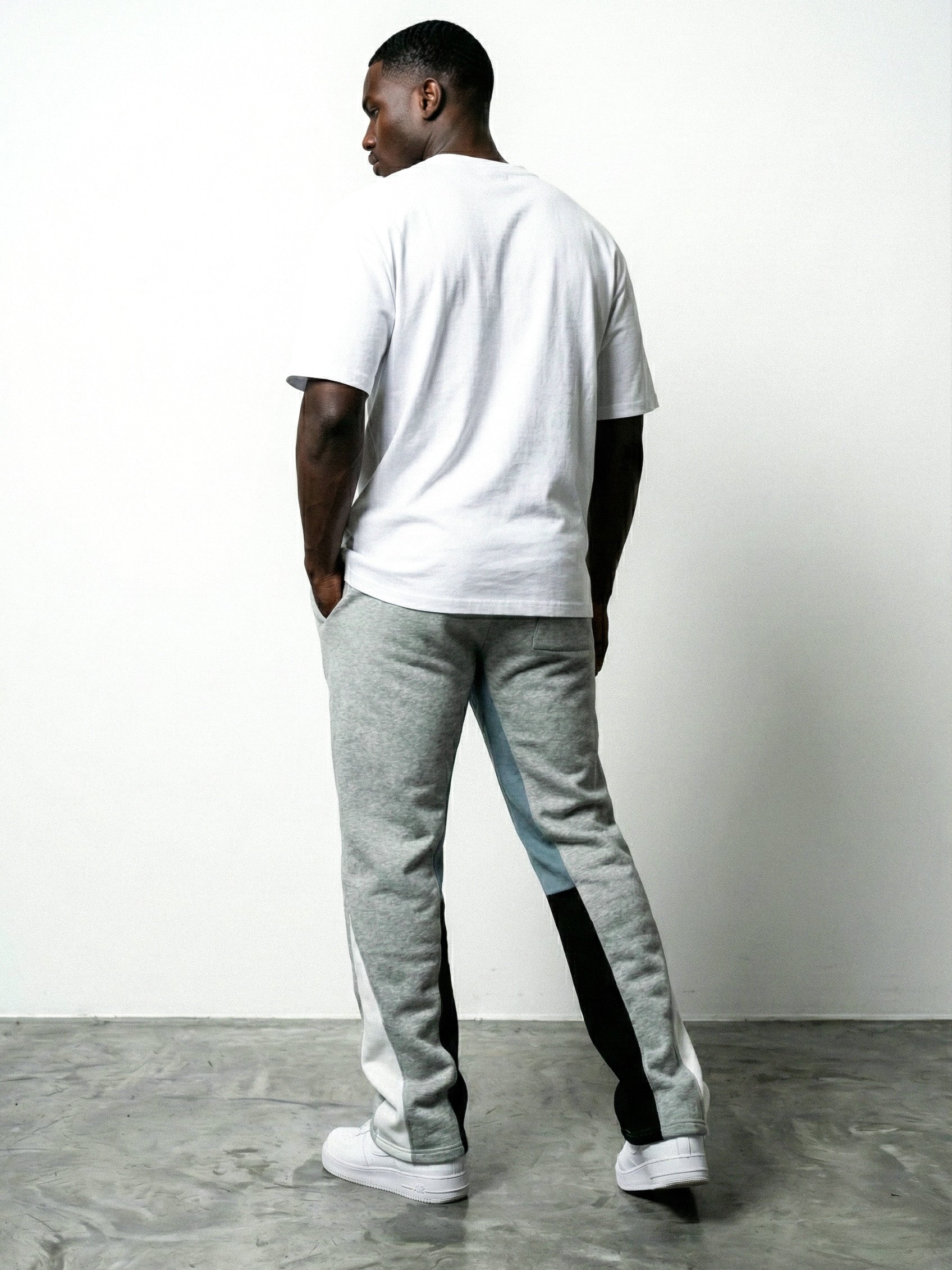 FLARED TRACKSUIT PANTS |GREY &amp; LIGHT BLUE