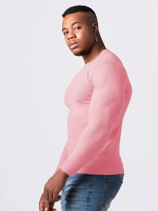 KNITTED ROUND NECK JUMPER | PINK