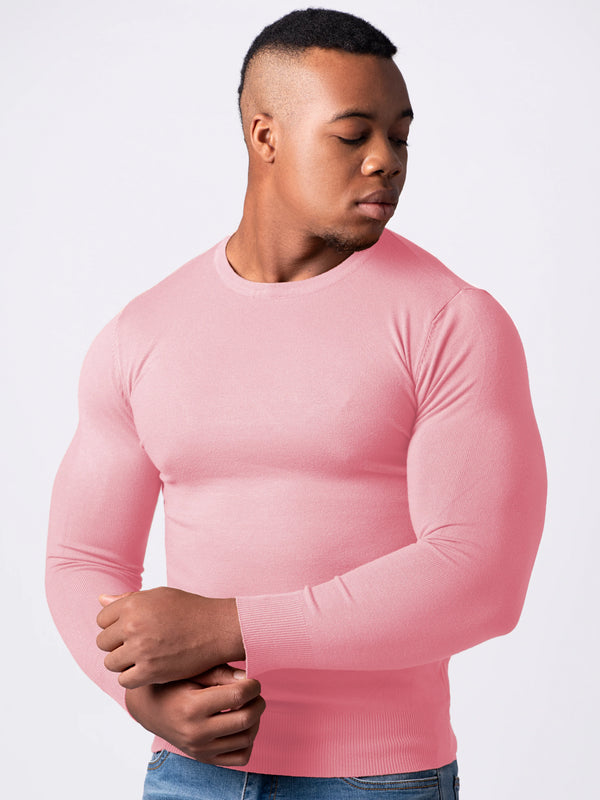 KNITTED ROUND NECK JUMPER | PINK