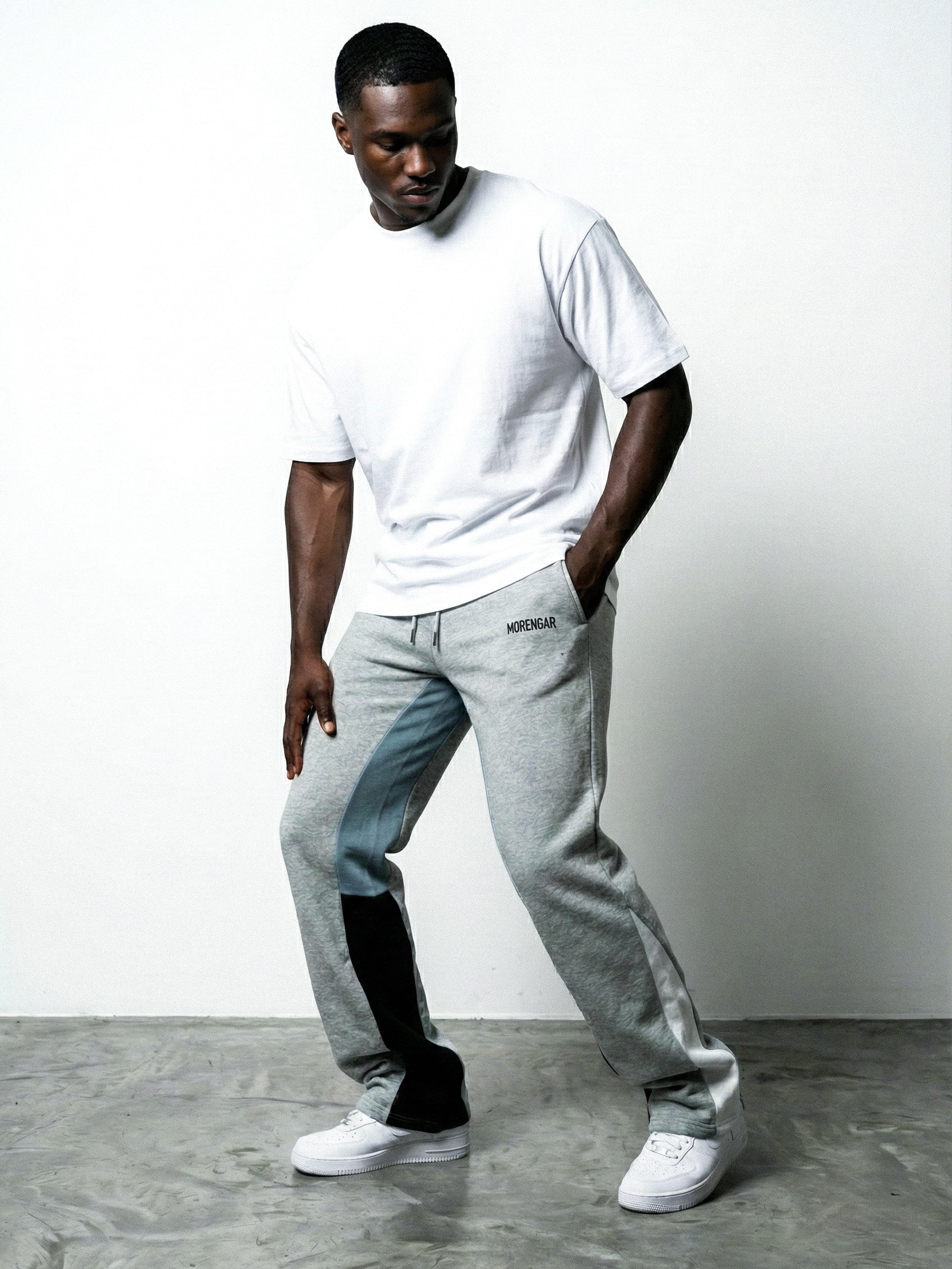 FLARED TRACKSUIT PANTS |GREY &amp; LIGHT BLUE