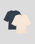 BASIC OVERSIZE T-SHRIT 2-BUNDLE | Beige, Dark Grey