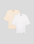 BASIC OVERSIZE T-SHRIT 2-BUNDLE | Beige, White