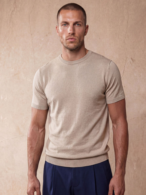 MILANO KNIT T-SHIRT | BEIGE