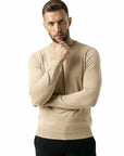 KNITTED ROUND NECK JUMPER | BEIGE