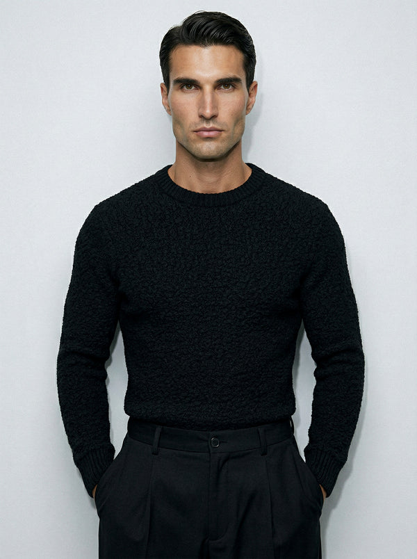 FLUFFY WOOL JUMPER | BLACK