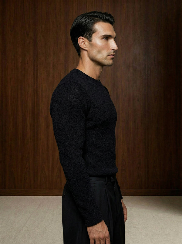 FLUFFY WOOL JUMPER | BLACK