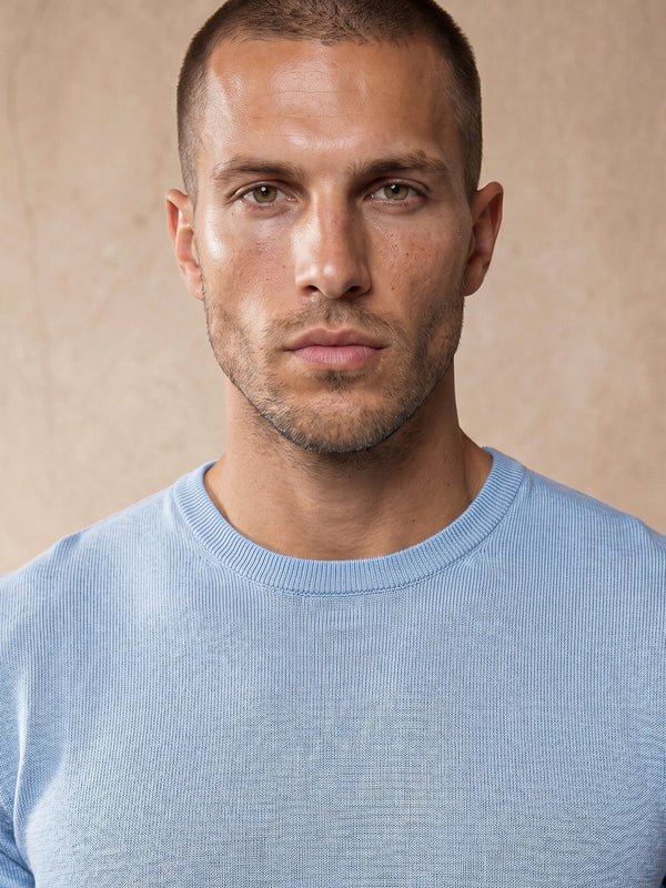 MILANO KNIT T-SHIRT | PASTEL BLUE