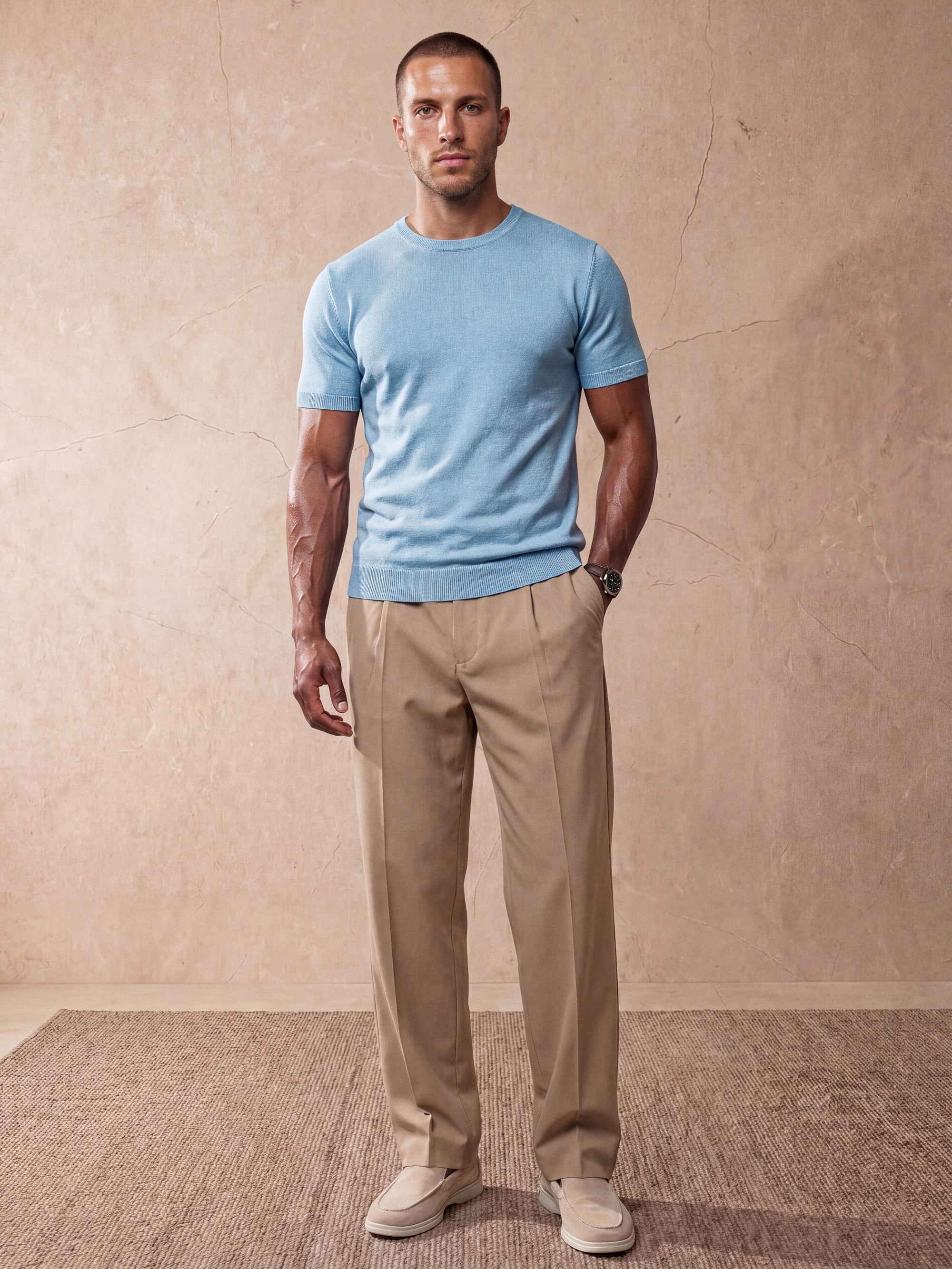 MILANO KNIT T-SHIRT | PASTEL BLUE