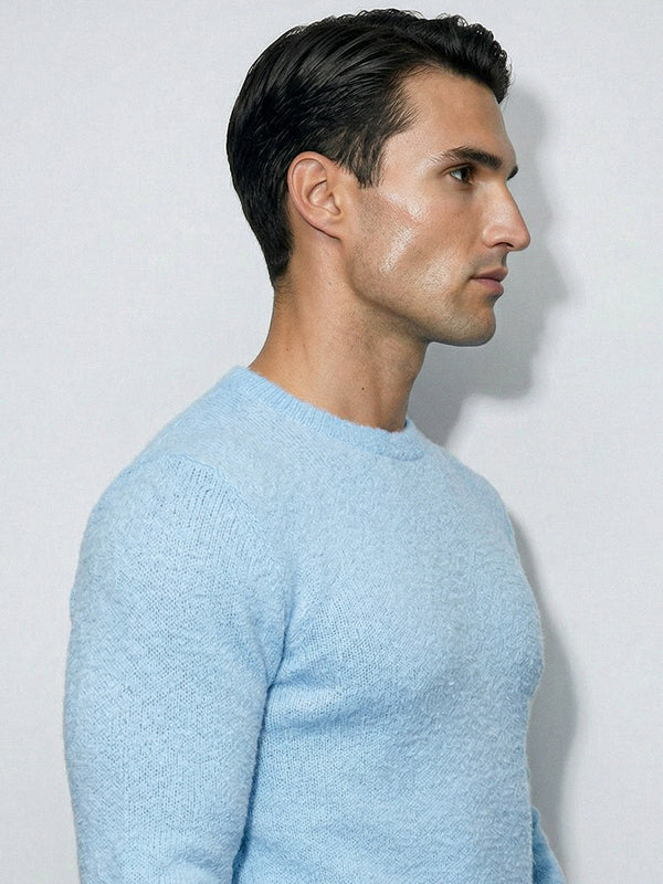 FLUFFY WOOL JUMPER | PASTEL BLUE
