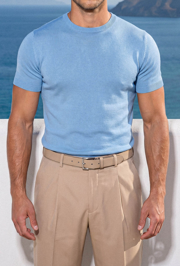 MILANO KNIT T-SHIRT | PASTEL BLUE