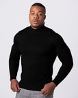 MORENGAR CLASSIC WOOL KNITTED JUMPER IN BLACK WITH MEDIUM NECK