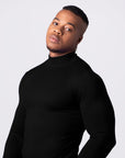 MORENGAR CLASSIC WOOL KNITTED JUMPER IN BLACK WITH MEDIUM NECK