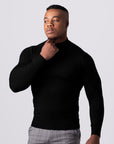 MORENGAR CLASSIC WOOL KNITTED JUMPER IN BLACK WITH MEDIUM NECK