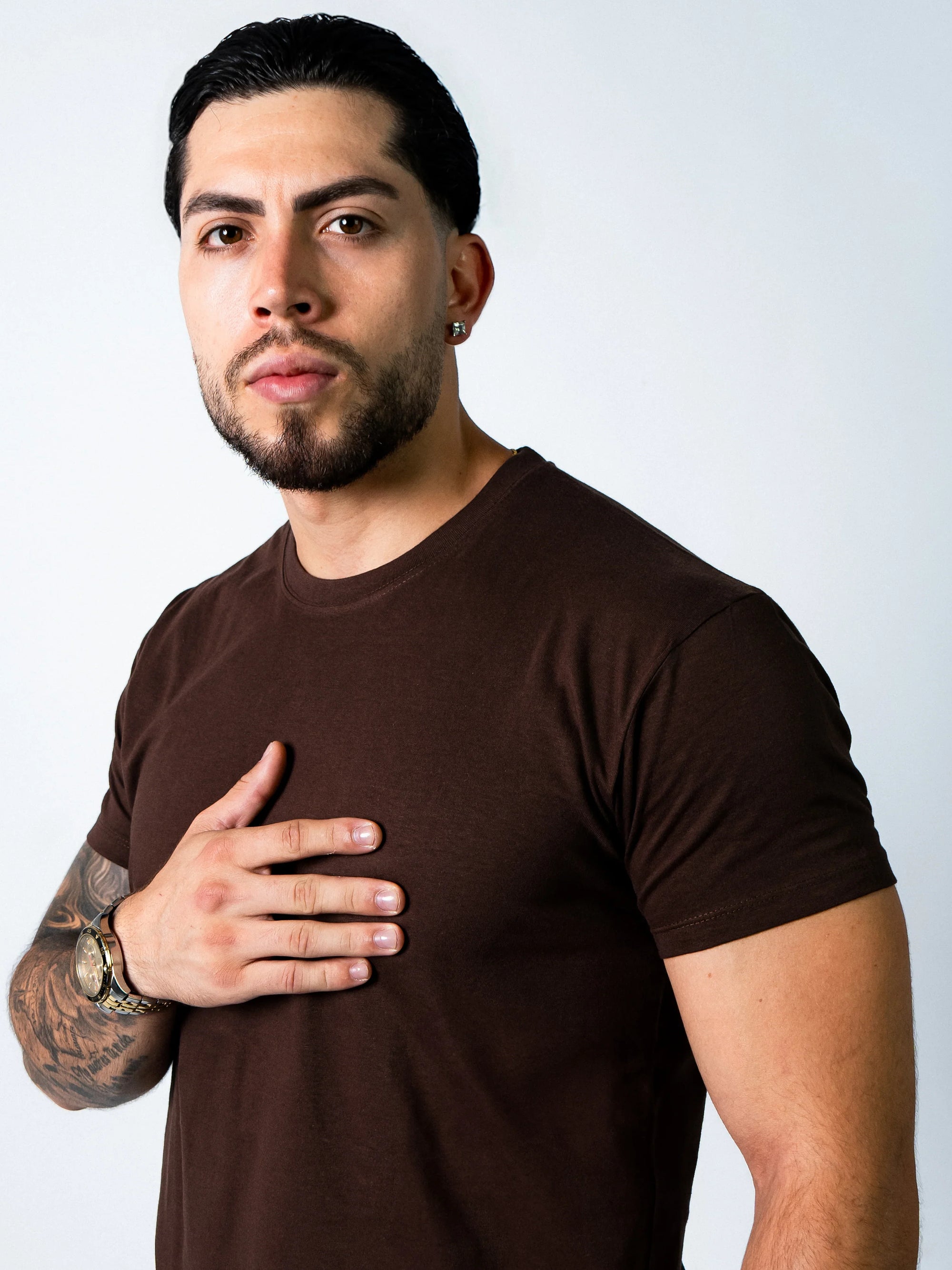 BASIC SLIM-FIT T-SHIRT | Brown