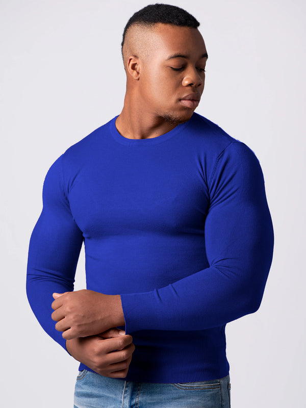 KNITTED ROUND NECK JUMPER | BLUE