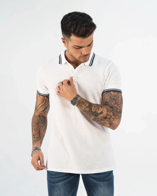 Weißes Poloshirt von Morengar mit Kontrastkragen