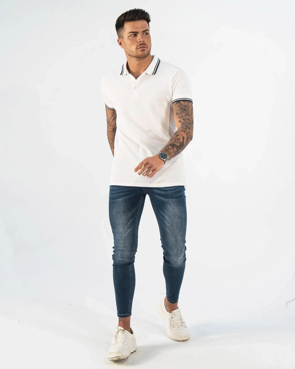 POLO SHIRT WITH CONTRAST COLLAR 2-BUNDLE | BLACK, WHITE