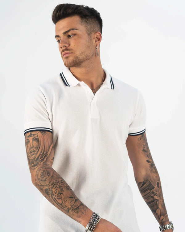 Weißes Poloshirt von Morengar mit Kontrastkragen