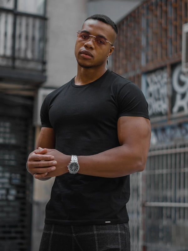 BASIC SLIM-FIT T-SHIRT 4-BUNDLE | Black-4