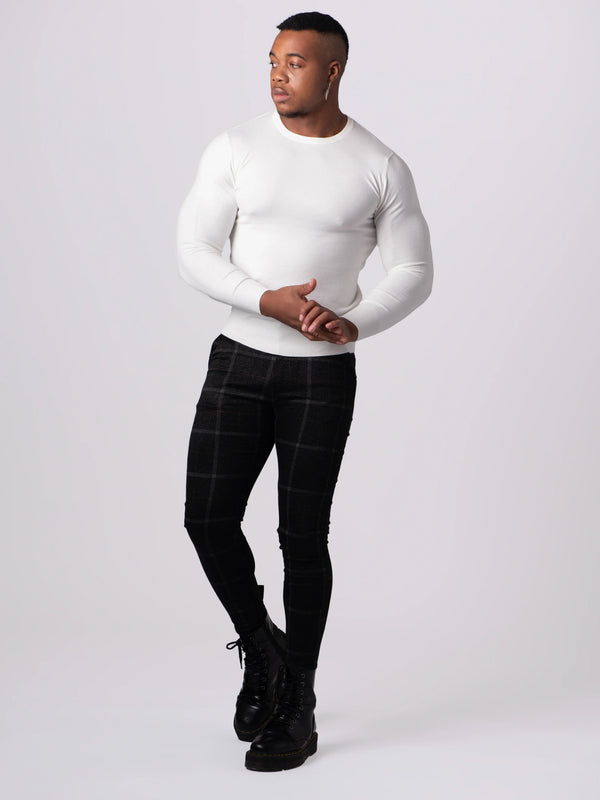 KNITTED ROUND NECK JUMPER | WHITE