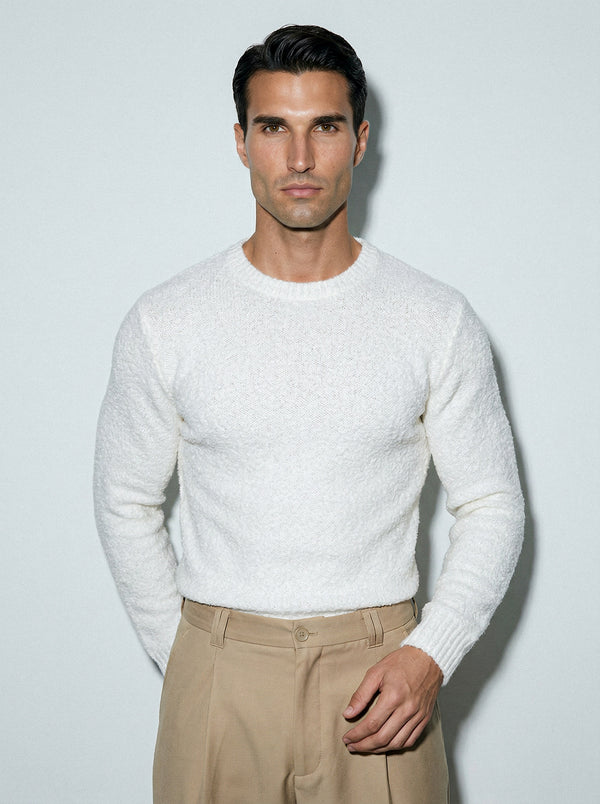 FLUFFY WOOL JUMPER | WHITE