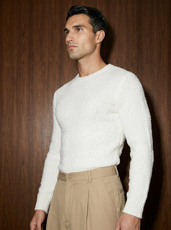 FLUFFY WOOL JUMPER | WHITE