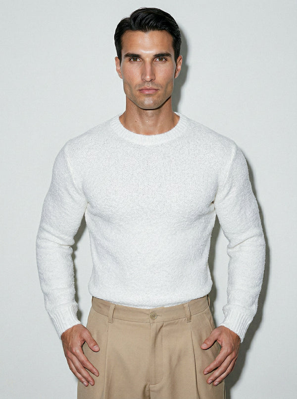 FLUFFY WOOL JUMPER | WHITE