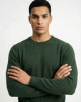 KNITTED ROUND NECK JUMPER | BOTTLE GREEN