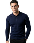LONG SLEEVE KNITTED POLO | NAVY