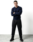 LONG SLEEVE KNITTED POLO | NAVY