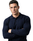 LONG SLEEVE KNITTED POLO | NAVY