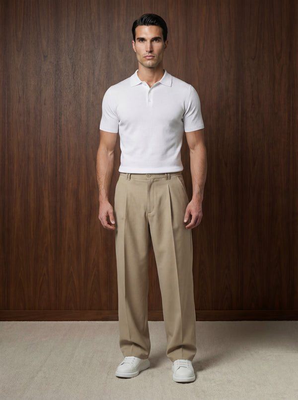 SHORT SLEEVE KNITTED POLO | WHITE