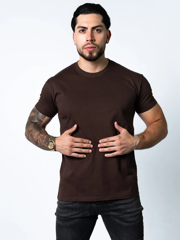 BASIC SLIM-FIT T-SHIRT | Brown