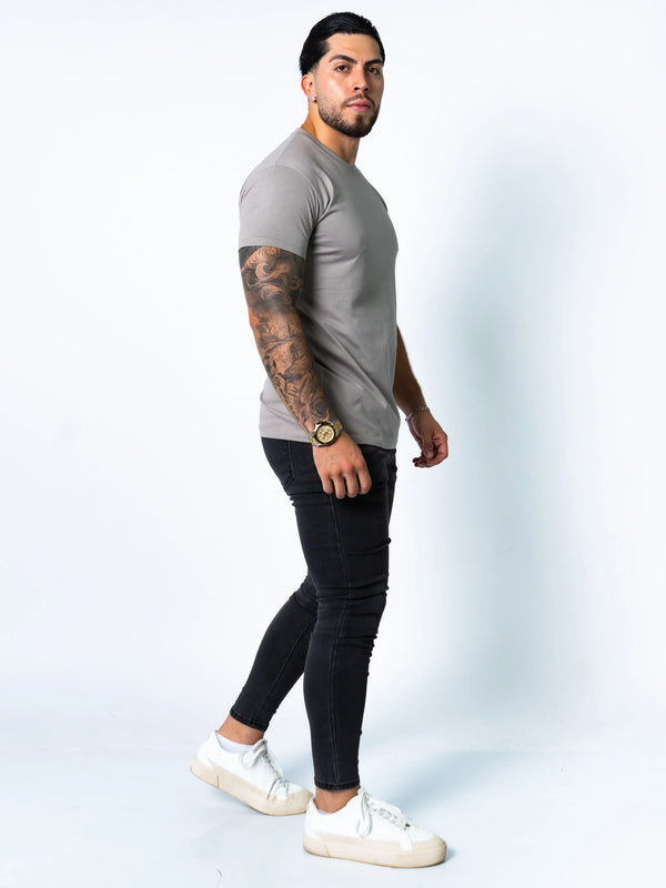 BASIC SLIM-FIT T-SHIRT | LIGHT GREY