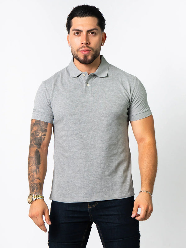 BASIC PIQUE POLO SHIRT | Mixed Grey