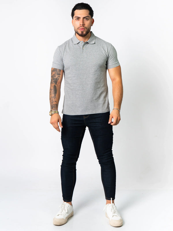 BASIC PIQUE POLO SHIRT | Mixed Grey