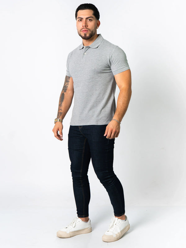 BASIC PIQUE POLO SHIRT | Mixed Grey