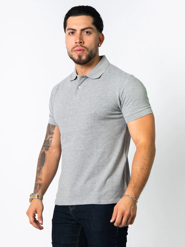 BASIC PIQUE POLO SHIRT | Mixed Grey