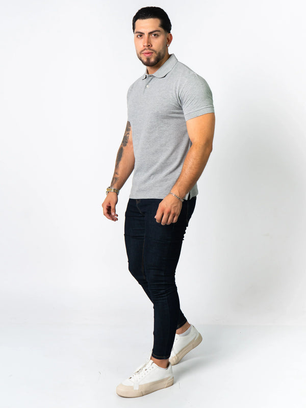 BASIC PIQUE POLO SHIRT | Mixed Grey